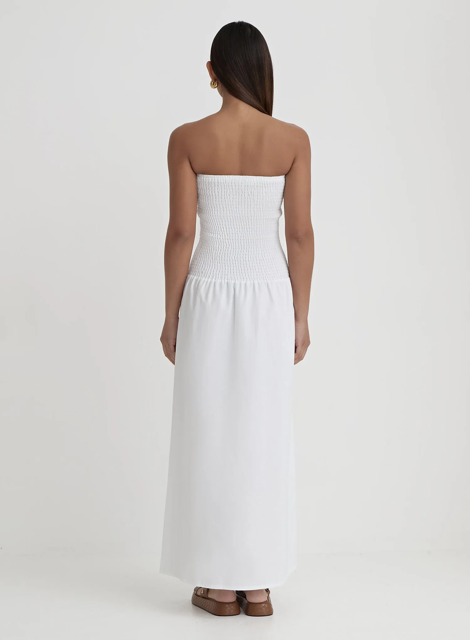 White Shirred Bandeau Maxi Dress- Davina sold by 4th and Reckless product image thumbnail 5