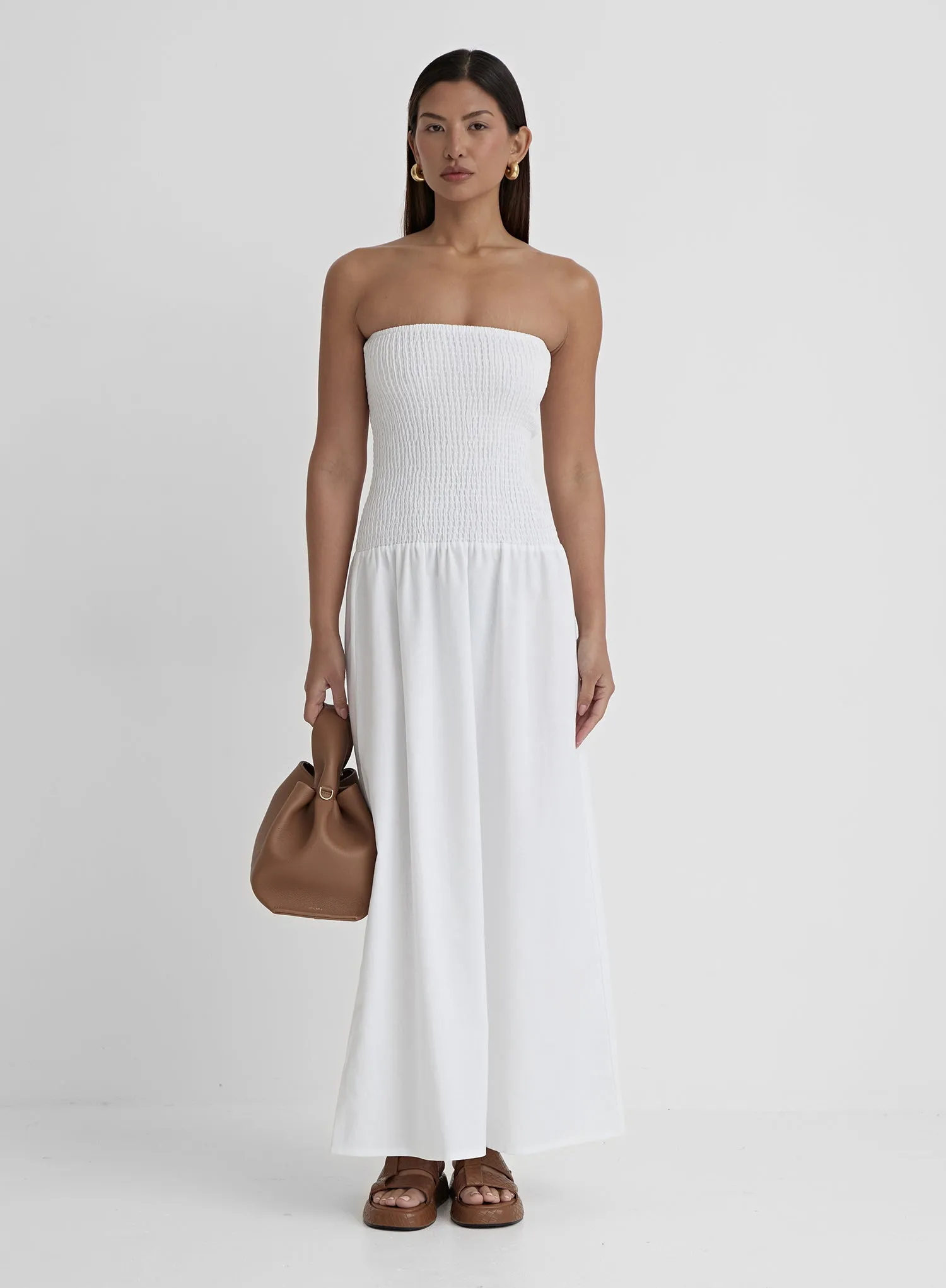 White Shirred Bandeau Maxi Dress- Davina sold by 4th and Reckless product image thumbnail 2