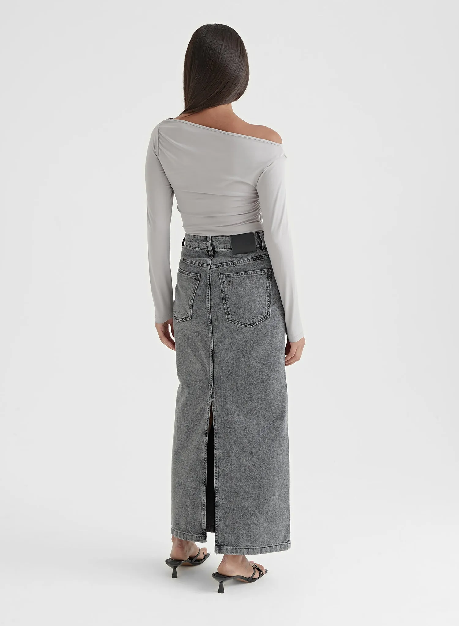 Grey Asymmetric Long Sleeve Top sold by 4th and Reckless product image thumbnail 4