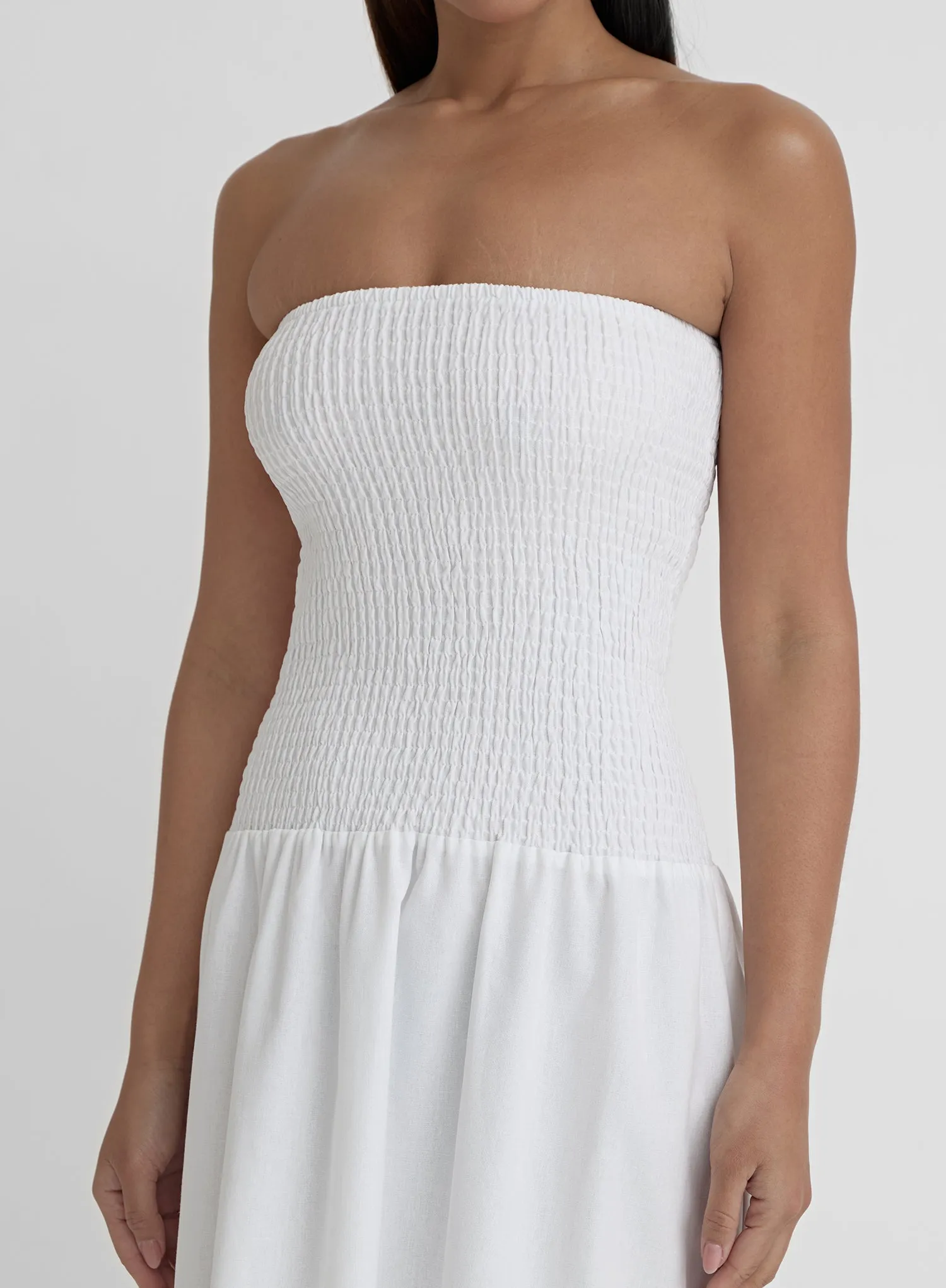 White Shirred Bandeau Maxi Dress- Davina sold by 4th and Reckless product image thumbnail 3