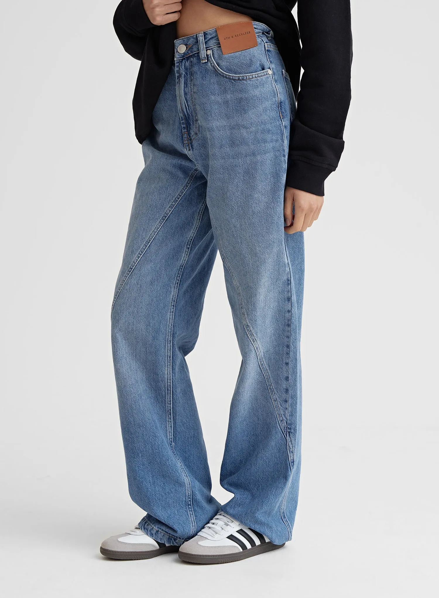 Antique Blue Denim Straight Leg Jeans - Ayla sold by 4th and Reckless