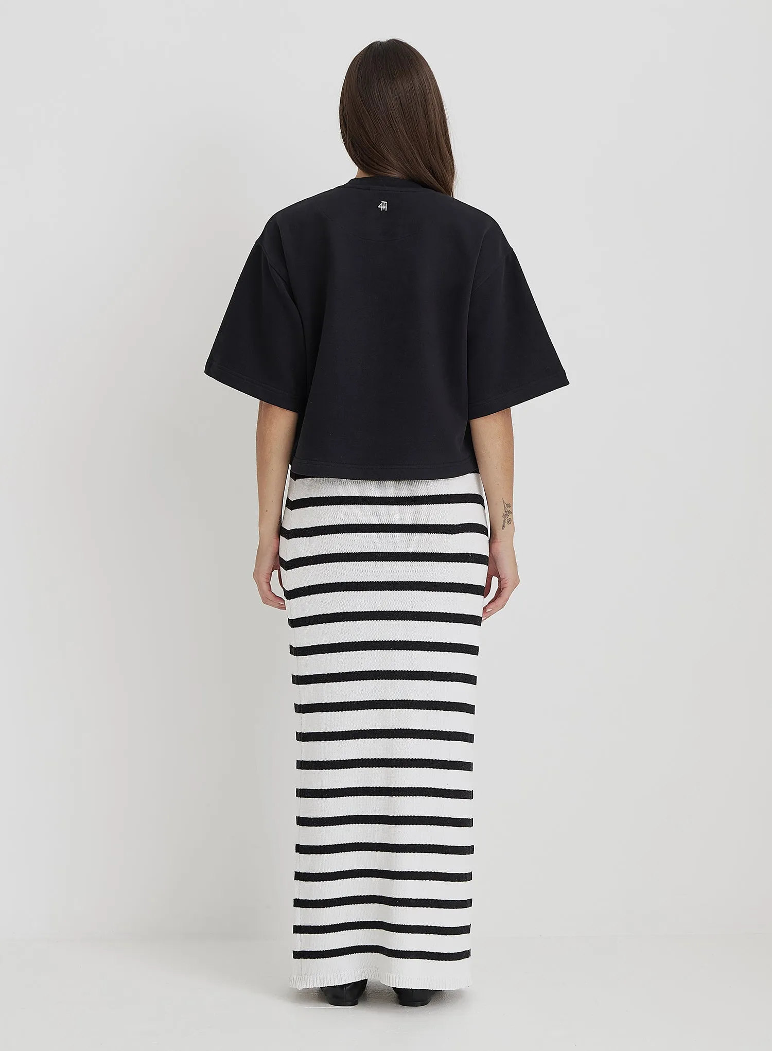 Black And White Stripe Knit Maxi Skirt sold by 4th and Reckless product image thumbnail 4