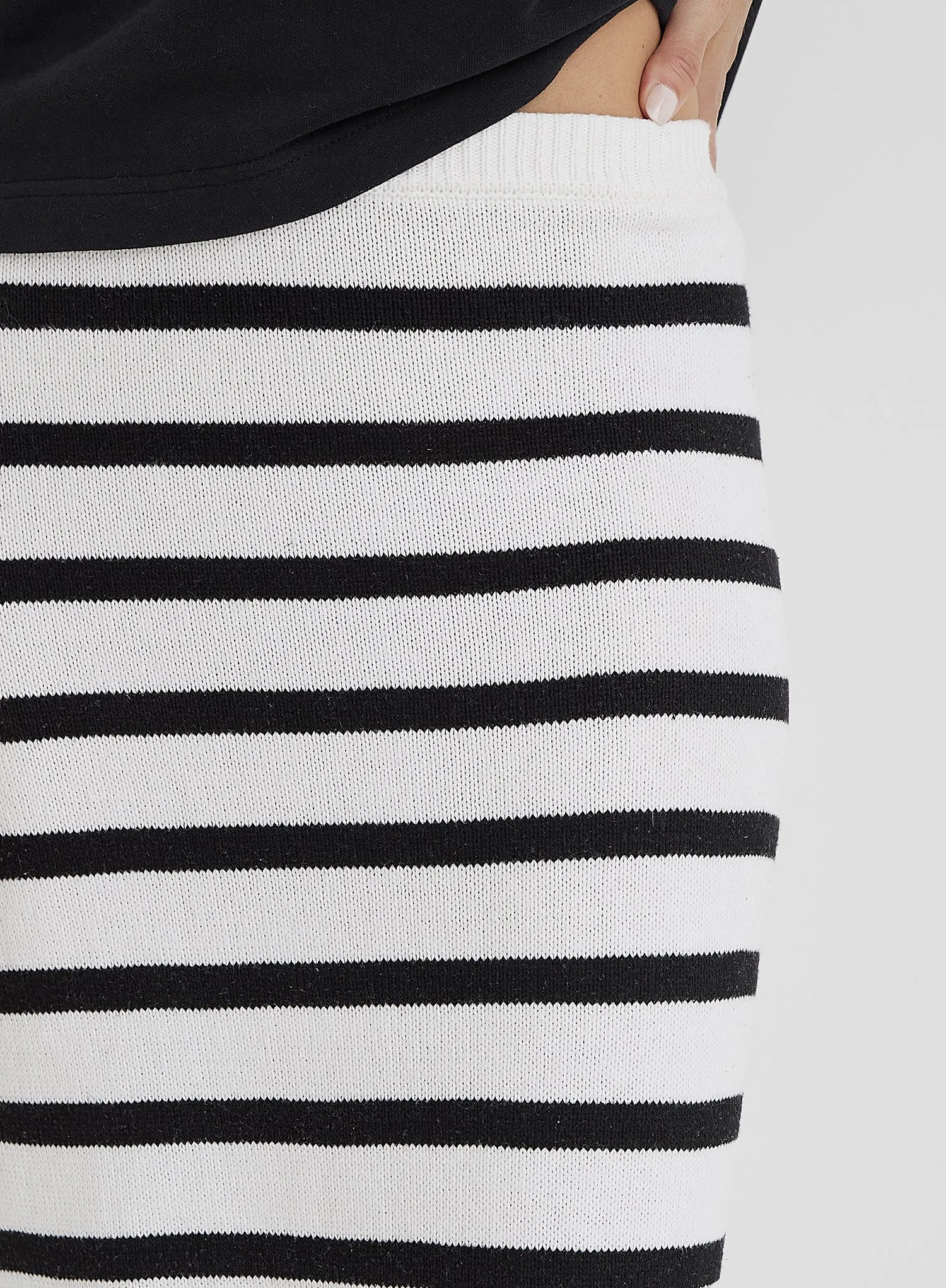 Black And White Stripe Knit Maxi Skirt sold by 4th and Reckless product image thumbnail 3