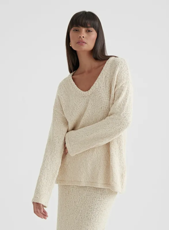 Cream Boucle Knit Jumper - Rocha sold by 4th and Reckless