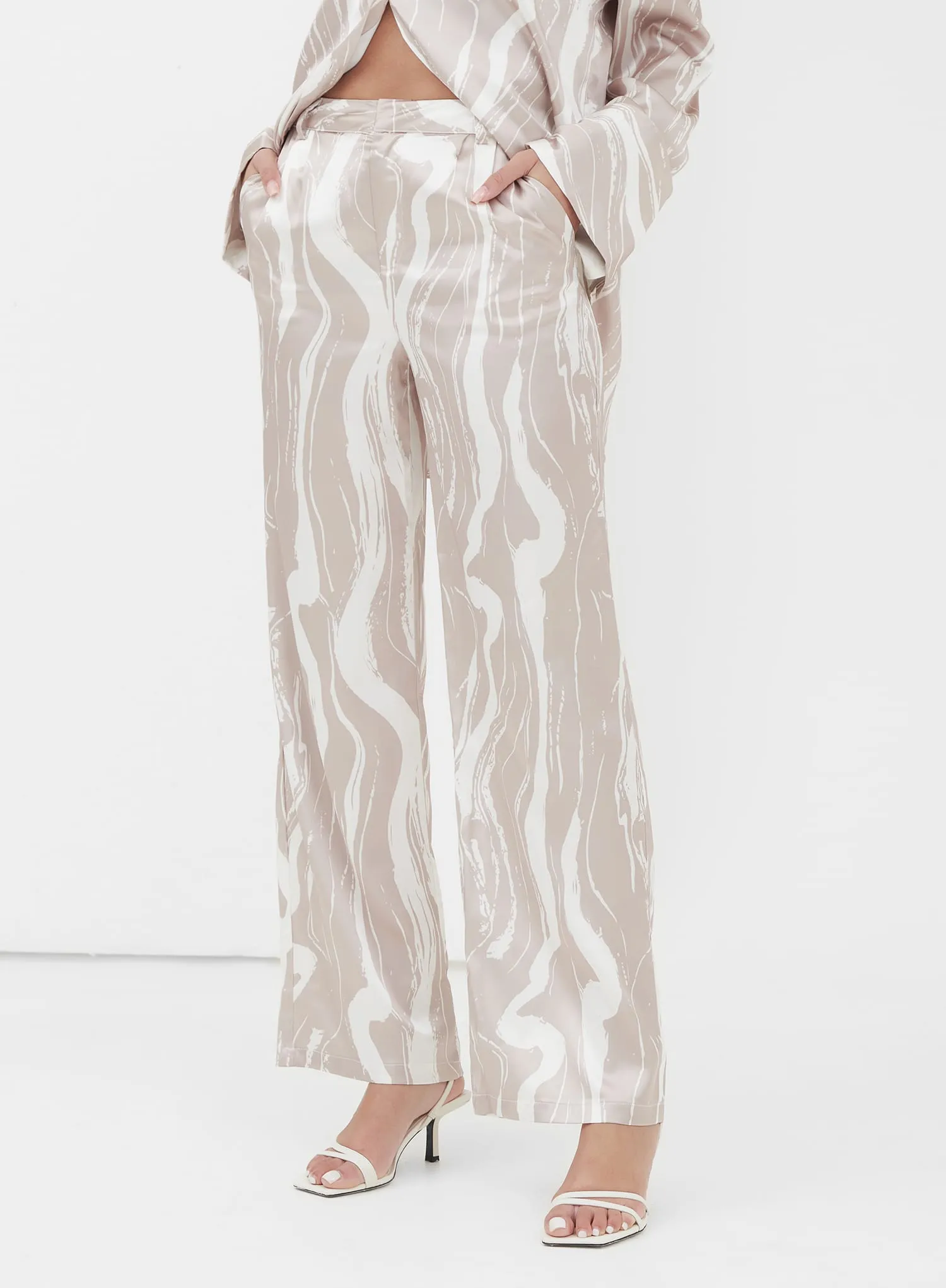 Brown Marble Satin Trouser – Amira sold by 4th and Reckless product image thumbnail 2