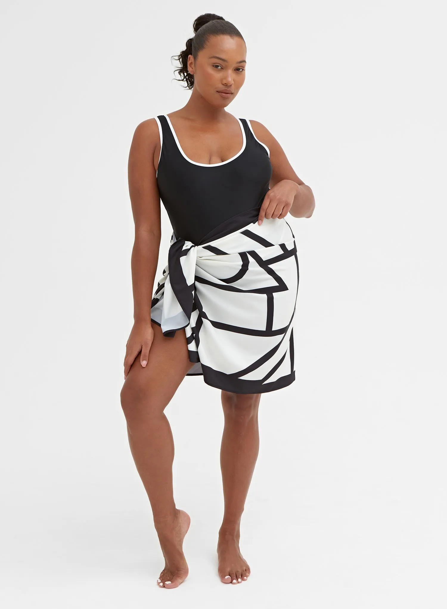 White And Black Abstract Tie Sarong – Gigi sold by 4th and Reckless product image thumbnail 4