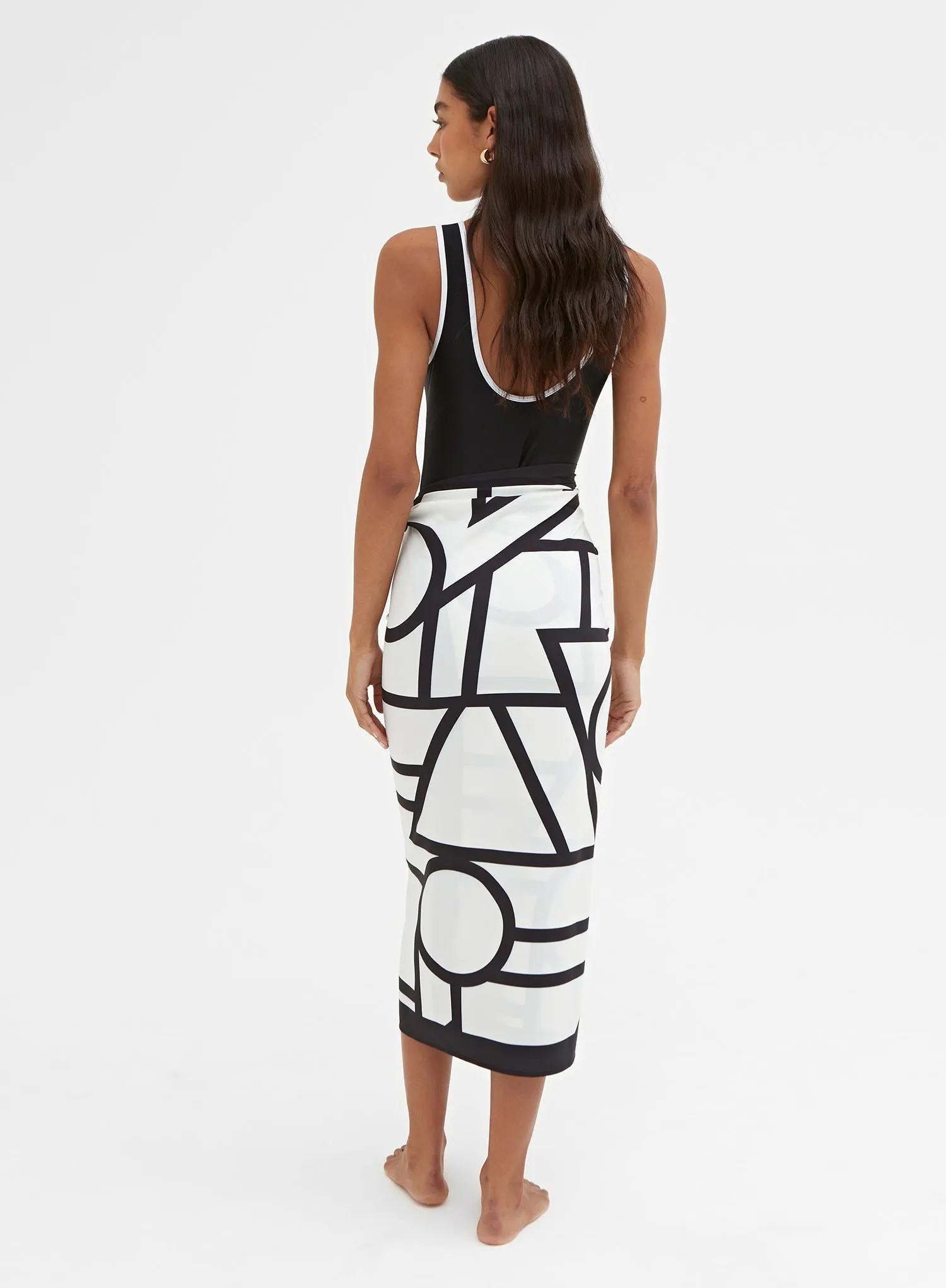 White And Black Abstract Tie Sarong – Gigi sold by 4th and Reckless product image thumbnail 3