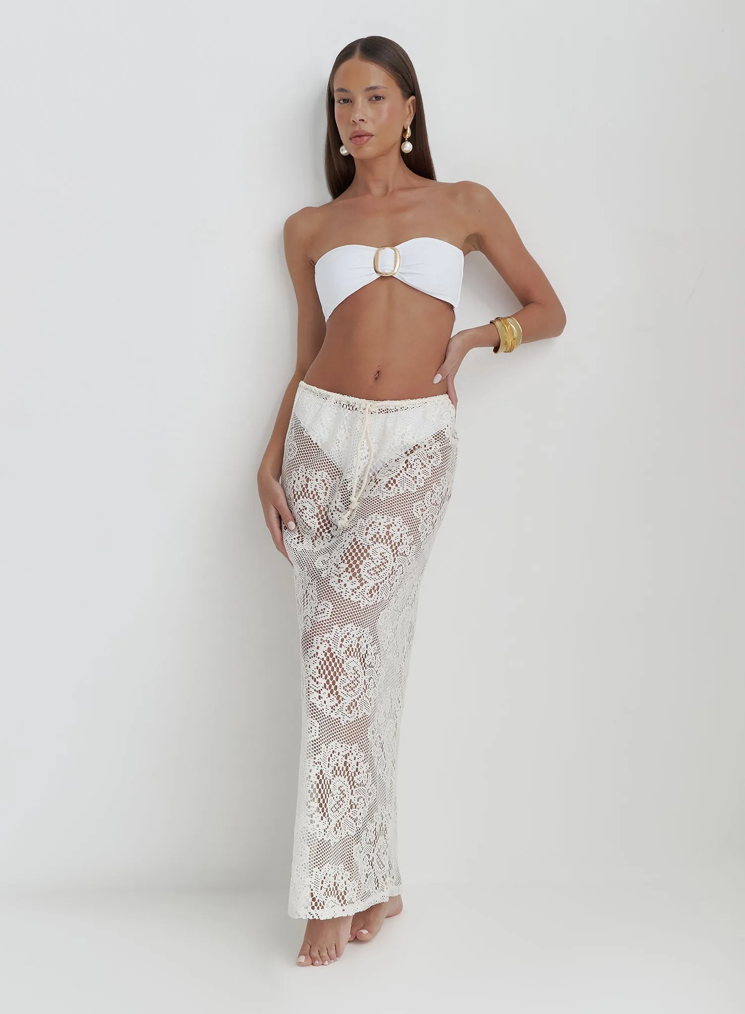 Off White Crochet Maxi Skirt- Rose sold by 4th and Reckless product image thumbnail 3