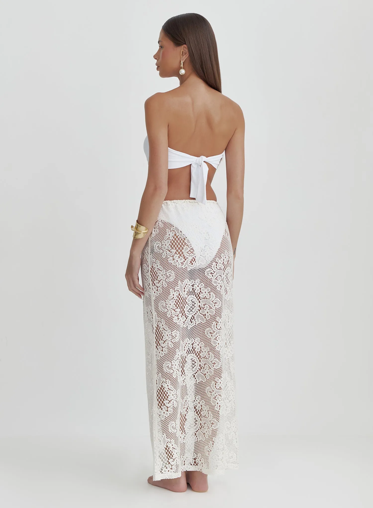 Off White Crochet Maxi Skirt- Rose sold by 4th and Reckless product image thumbnail 5