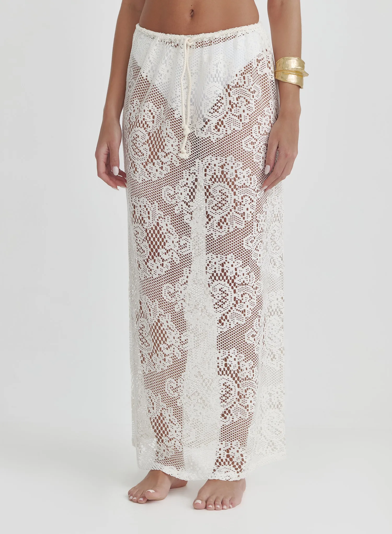 Off White Crochet Maxi Skirt- Rose sold by 4th and Reckless product image thumbnail 2