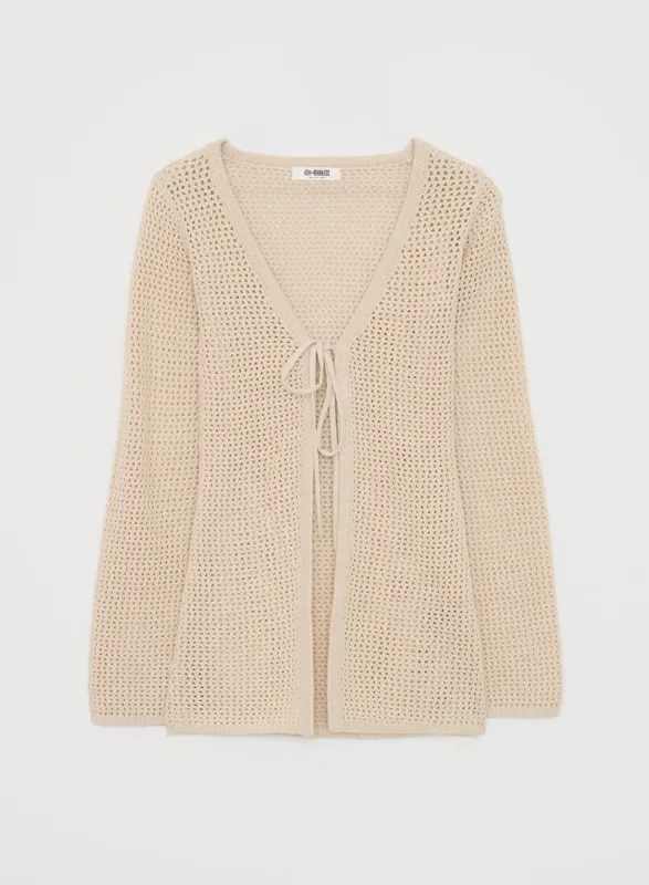 Cream Crochet Tie Front Top- Antoine sold by 4th and Reckless