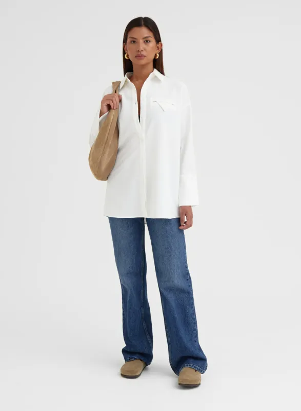 White Large Cuff Classic Shirt - Bruni sold by 4th and Reckless