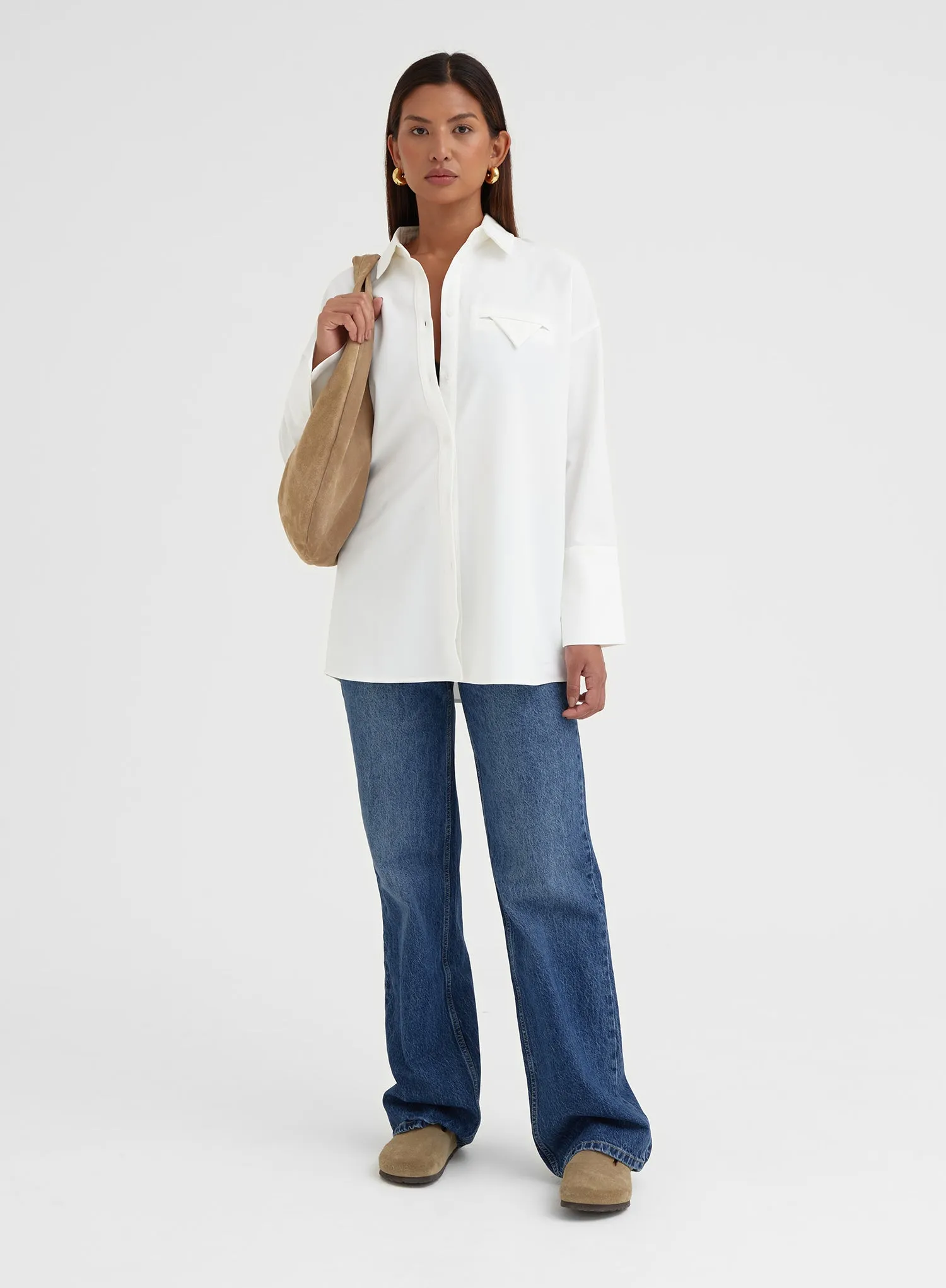 White Large Cuff Classic Shirt - Bruni sold by 4th and Reckless