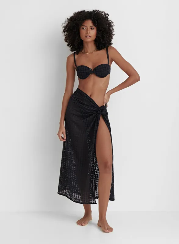 Black Crochet Wrap Beach Skirt- Arles sold by 4th and Reckless