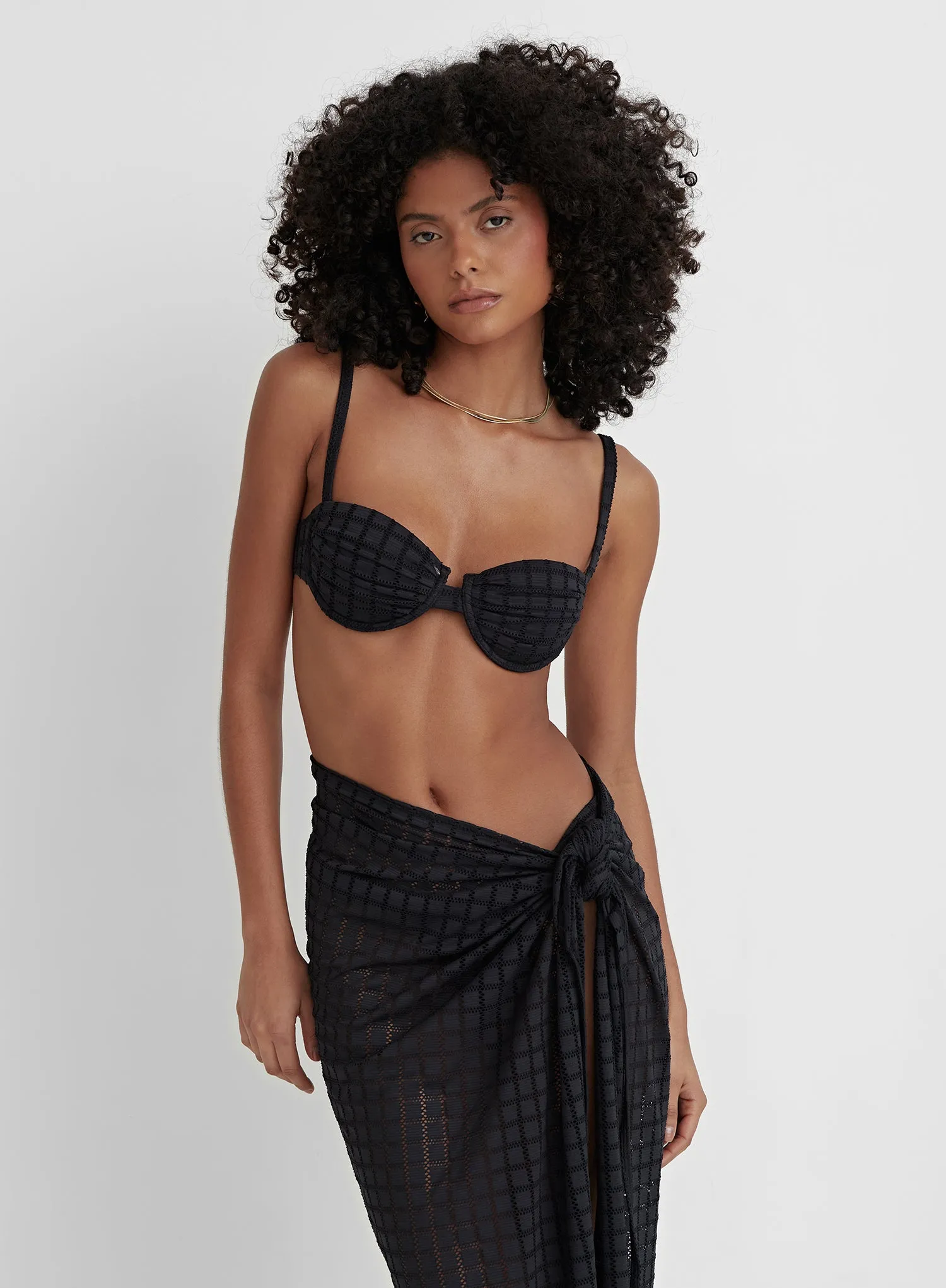 Black Crochet Wrap Beach Skirt- Arles sold by 4th and Reckless product image thumbnail 2