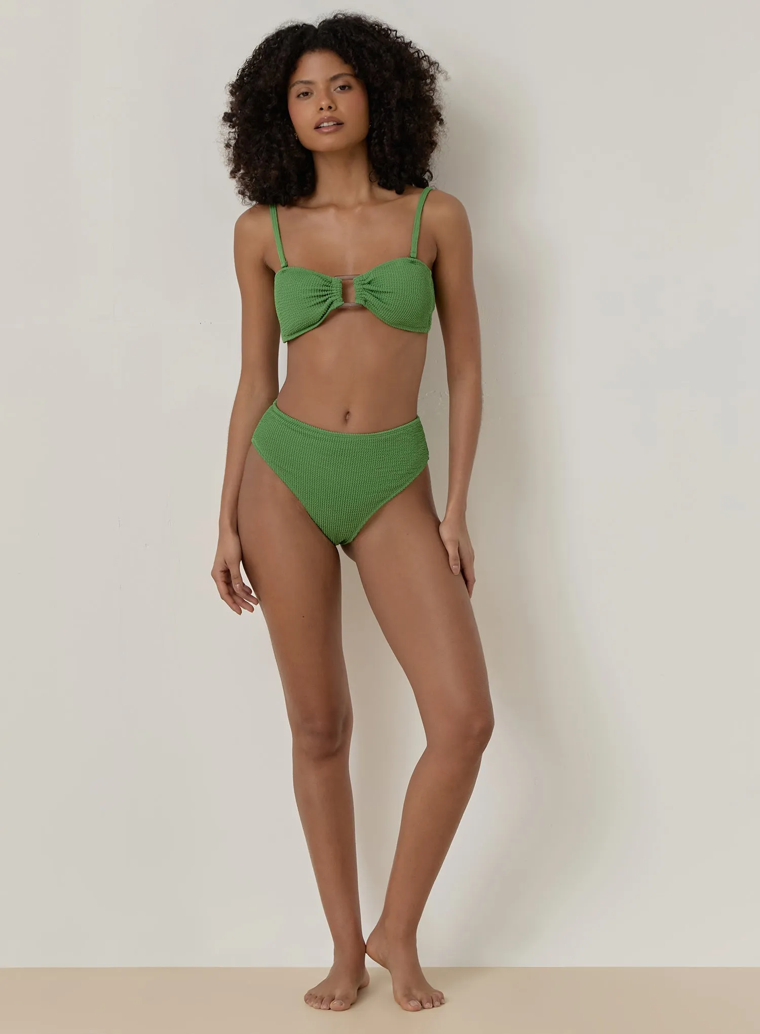 Green Crinkle Tortoiseshell Buckle Bikini Top- Lulu sold by 4th and Reckless product image thumbnail 5