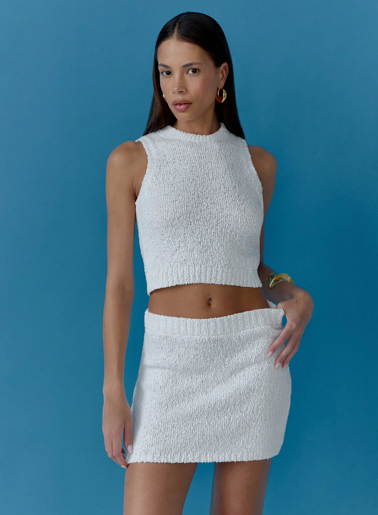 White Cotton Knit Tank Top sold by 4th and Reckless product image thumbnail 2