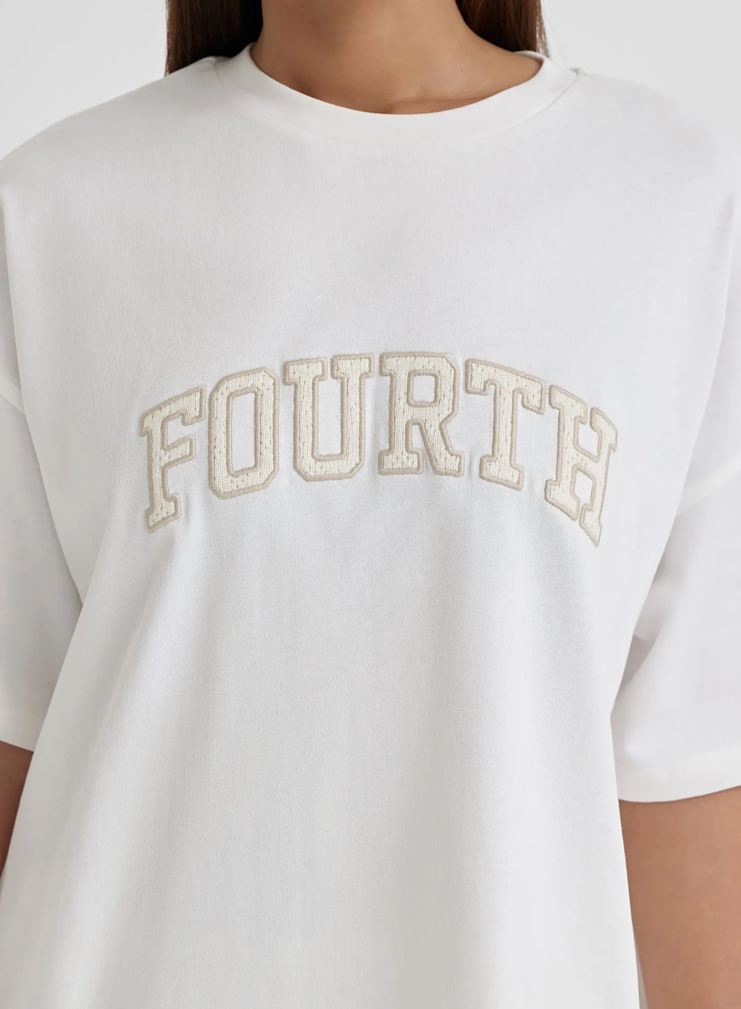 White Crochet Logo Oversized T-Shirt- Croi sold by 4th and Reckless product image thumbnail 3