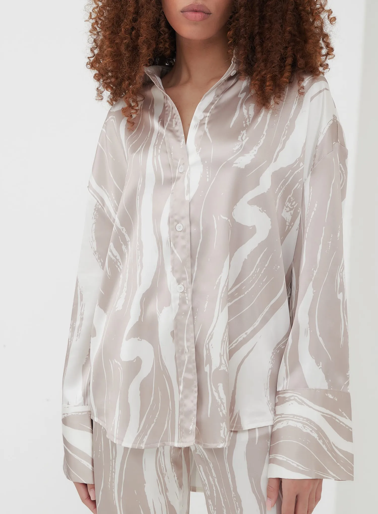 Brown Marble Satin Shirt – Amira sold by 4th and Reckless product image thumbnail 4