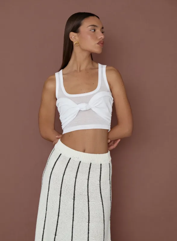 White Knot Front Crop Top- Emi sold by 4th and Reckless