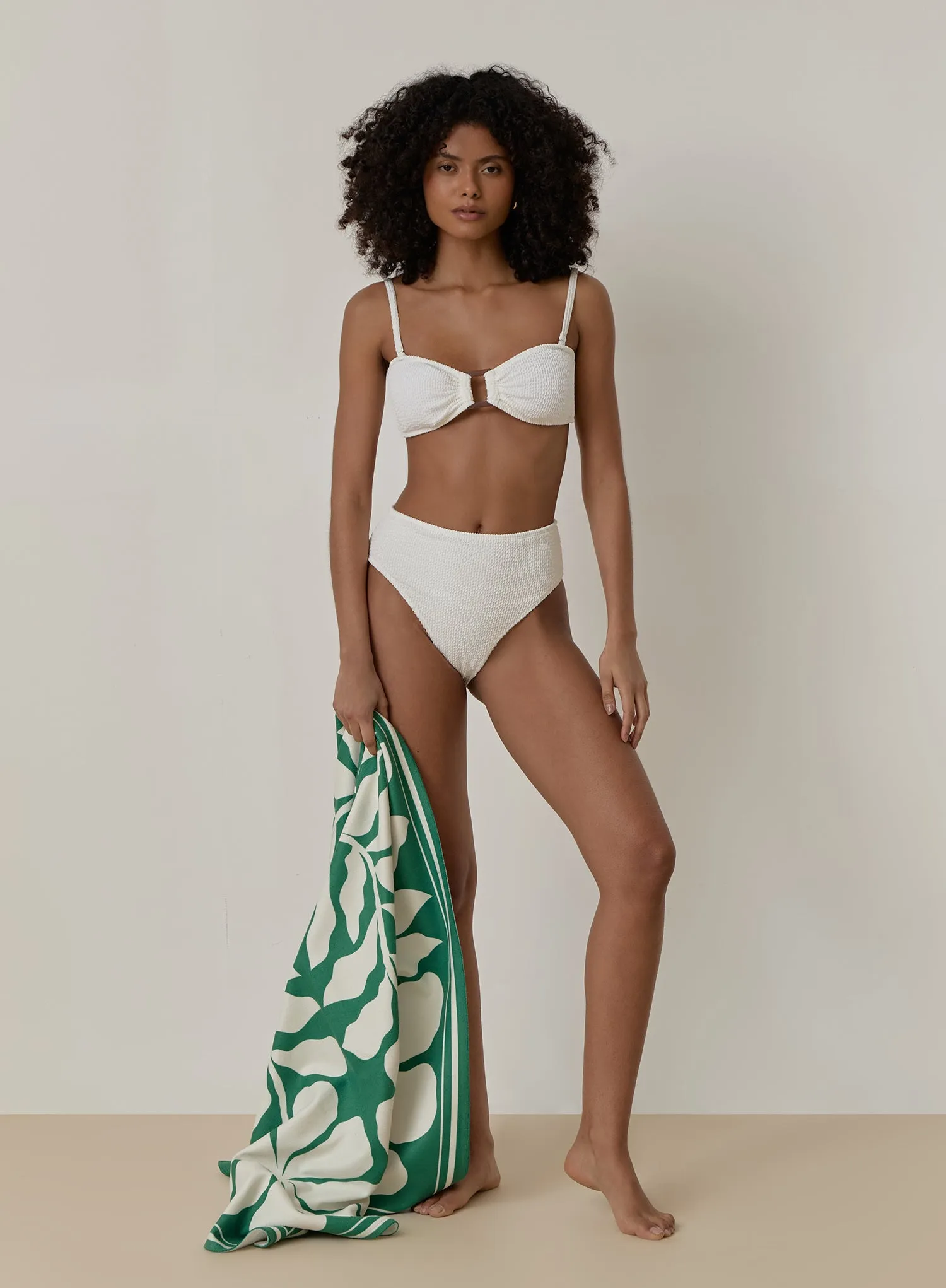 White Crinkle High Waist Bikini Bottom- Lulu sold by 4th and Reckless product image thumbnail 2