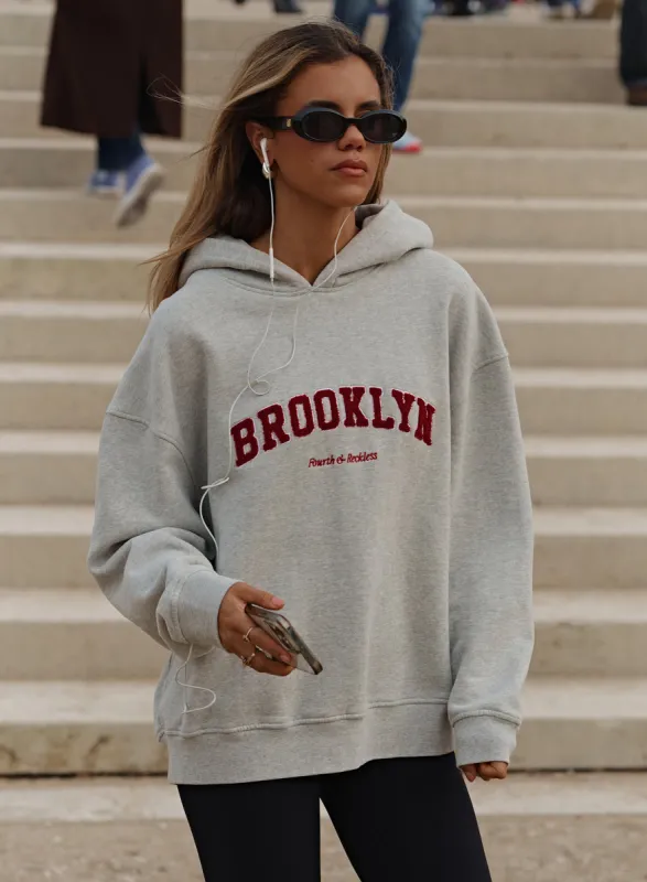 Grey Marl Brooklyn Oversized Hoodie- Brooklyn sold by 4th and Reckless