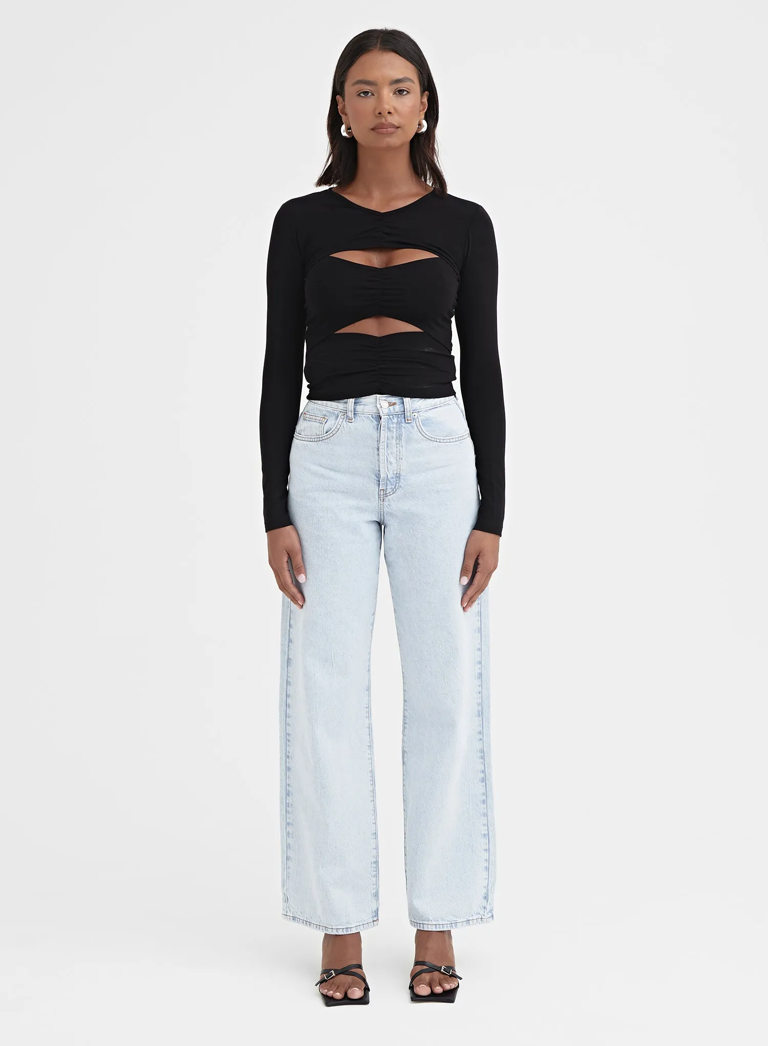 Black Ruched Cut Out Top - Char sold by 4th and Reckless product image thumbnail 2