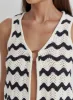 Navy And Cream Wave Crochet Tie Side Top- Ana sold by 4th and Reckless