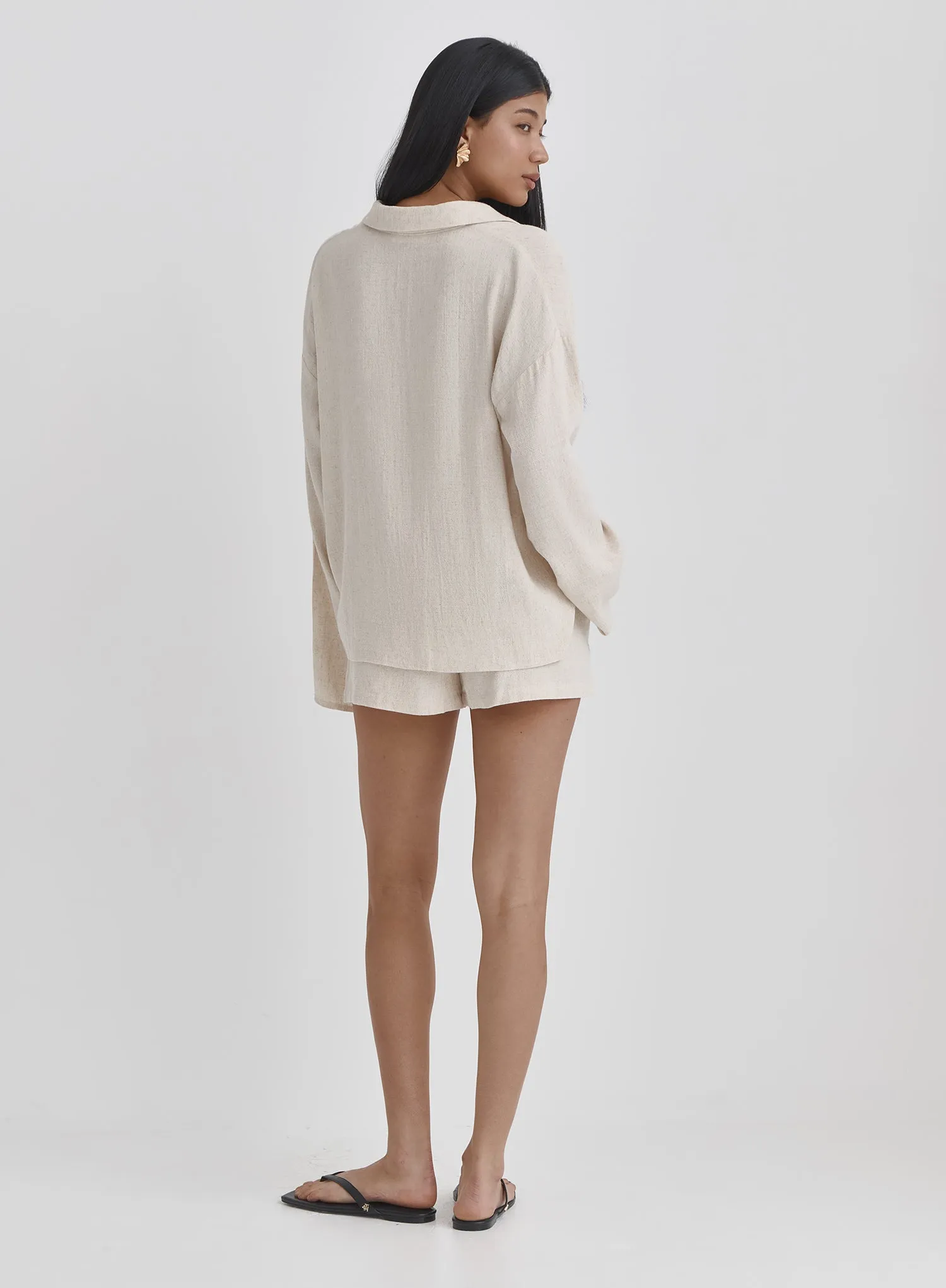 Beige Linen Shirt- Verona sold by 4th and Reckless product image thumbnail 4