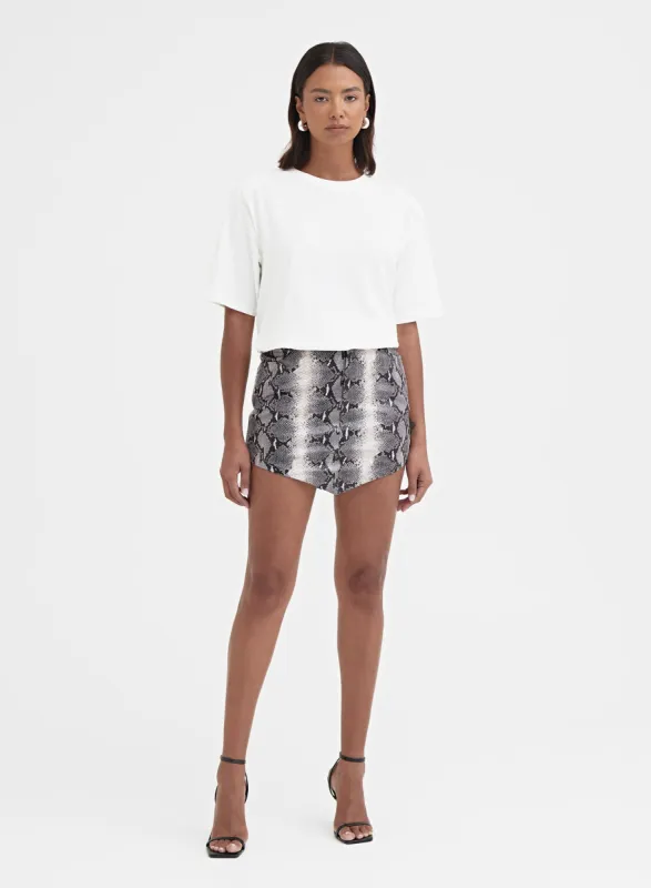 Snake Print Faux Leather Mini Skirt - Briella sold by 4th and Reckless