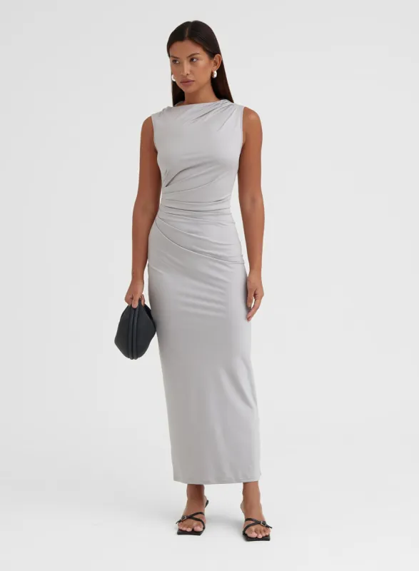 Grey Ruched Jersey Midaxi Dress - Tamilda sold by 4th and Reckless