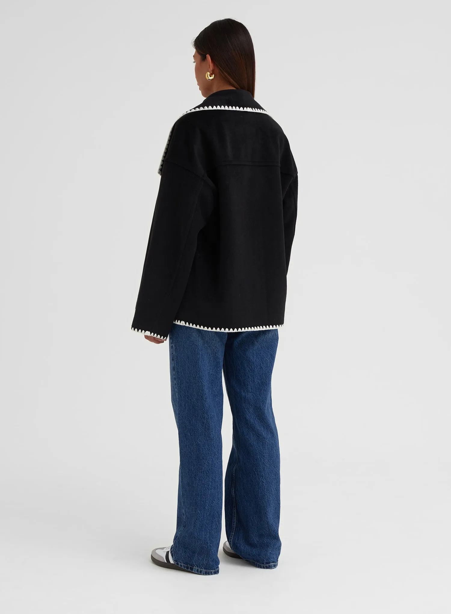 Black Contrast Stitch Oversized Jacket - Darin sold by 4th and Reckless product image thumbnail 5