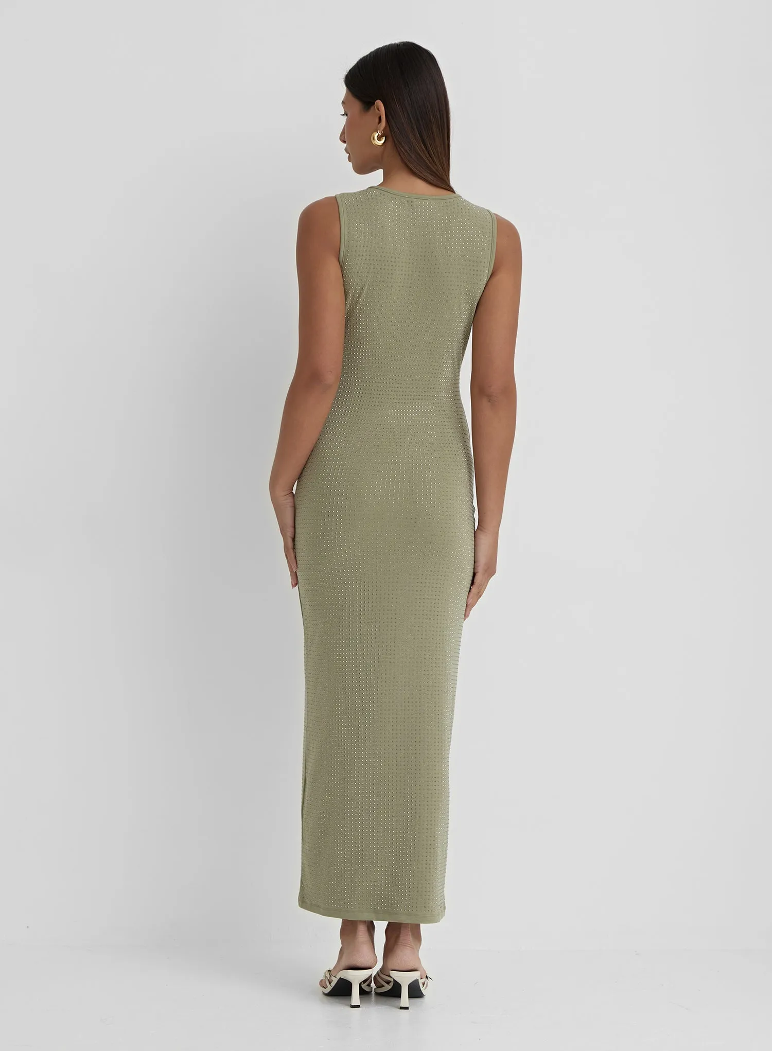 Olive Green Embellished Maxi Dress- Jaden sold by 4th and Reckless product image thumbnail 5
