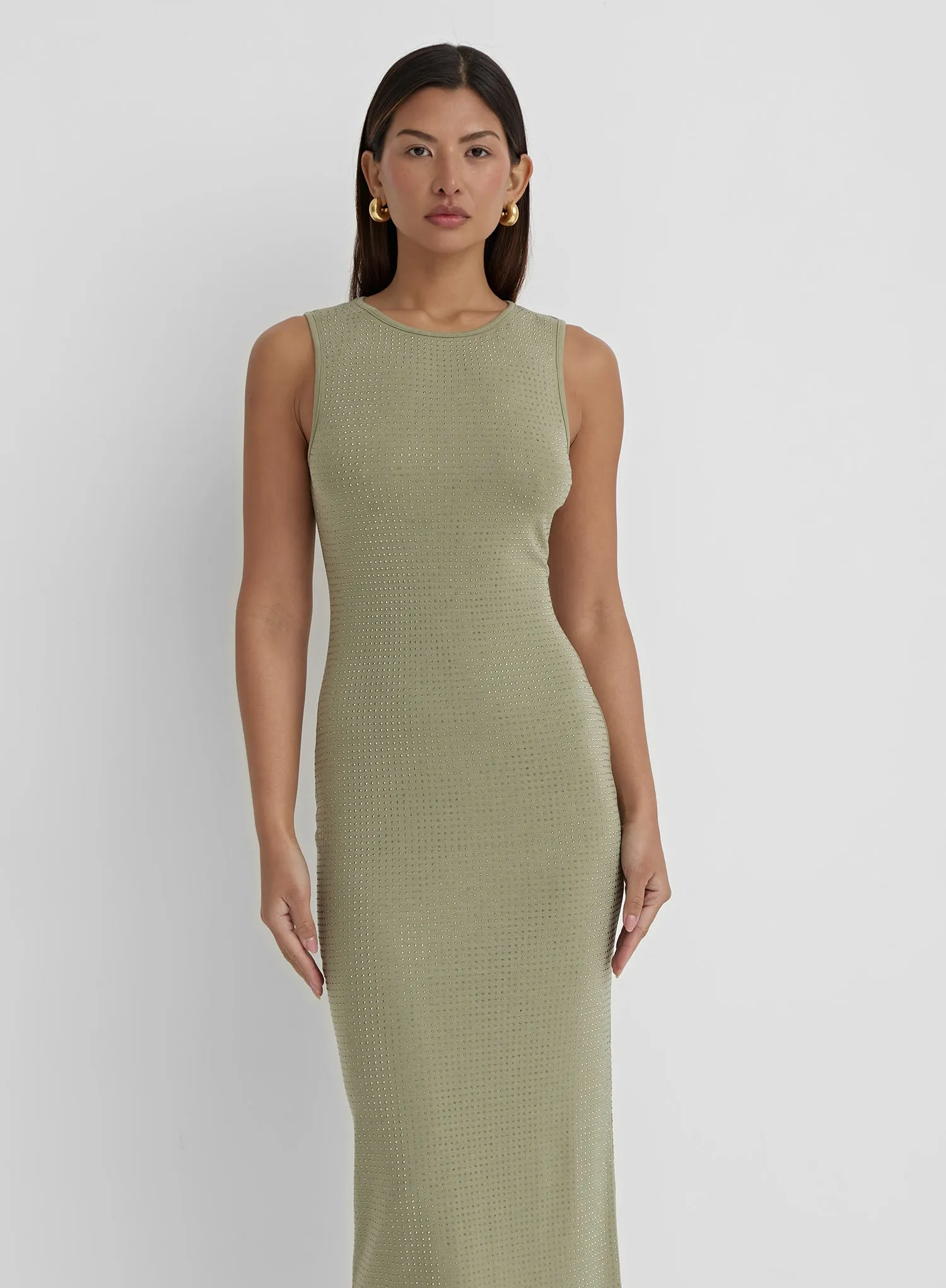 Olive Green Embellished Maxi Dress- Jaden sold by 4th and Reckless product image thumbnail 2