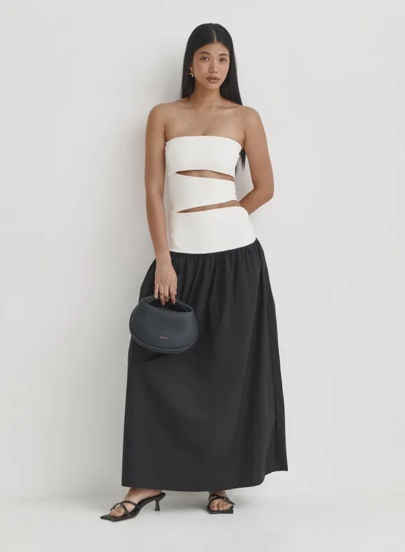 Monochrome Contrast Beandeau Cut Out Dress- Roanna sold by 4th and Reckless