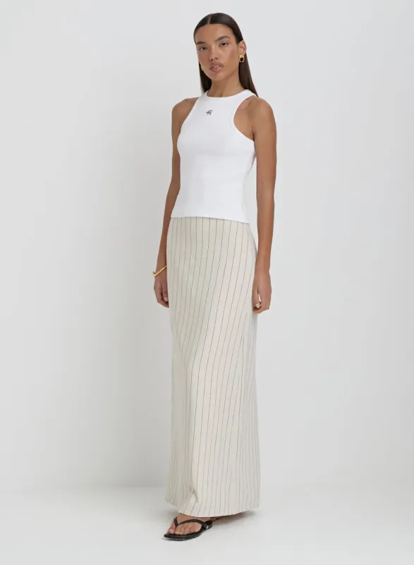 Beige Striped Linen Maxi Skirt- Alai sold by 4th and Reckless