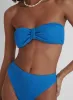 Blue Crinkle Bandeau Bikini Top- Capri sold by 4th and Reckless