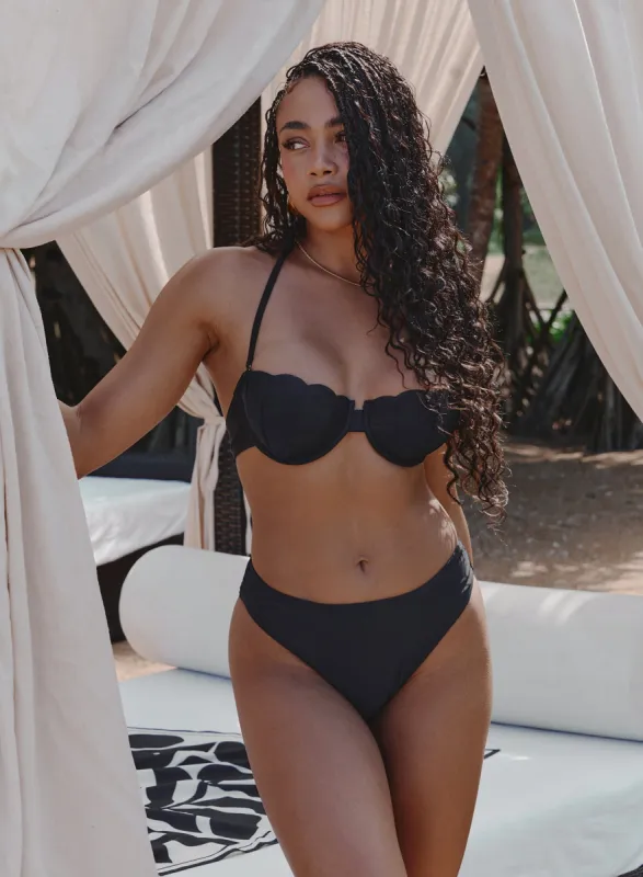 Black Shell Detail Underwired Bikini Top- Maui sold by 4th and Reckless