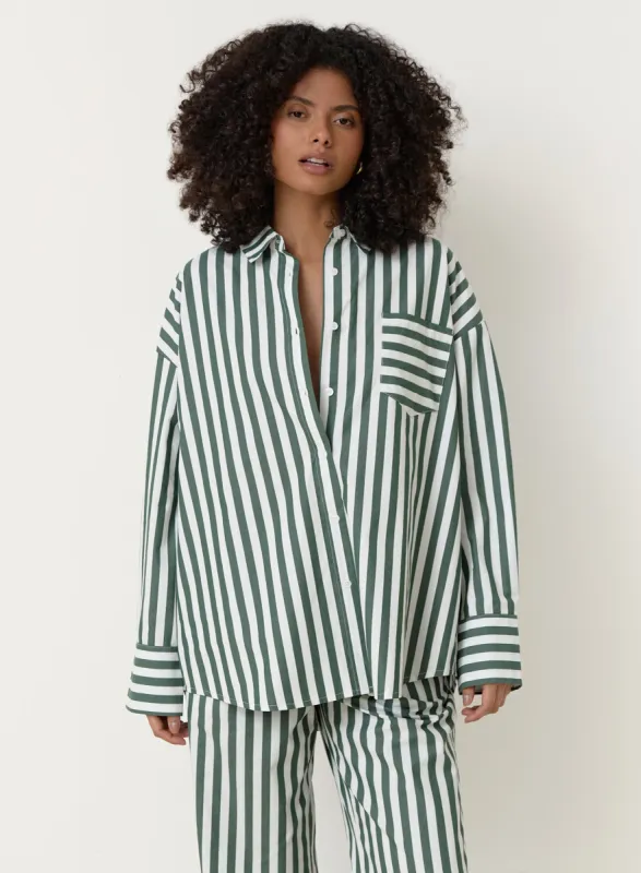 Green Stripe Oversized Shirt made by 4th and Reckless