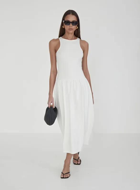 Cream Jersey Drop Waist Dress sold by 4th and Reckless