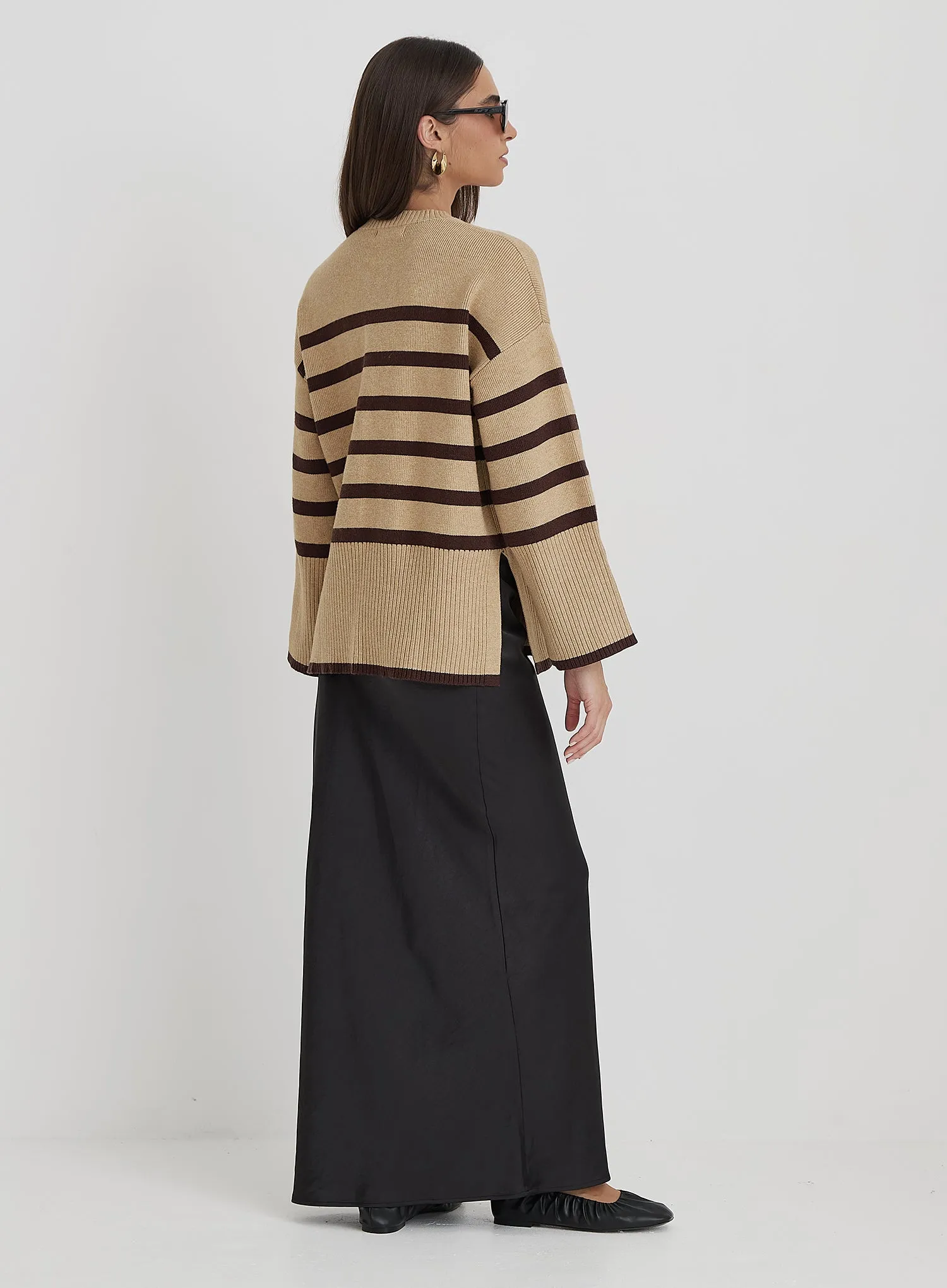 Camel Striped Boxy Knitted Jumper - Cleo sold by 4th and Reckless product image thumbnail 5