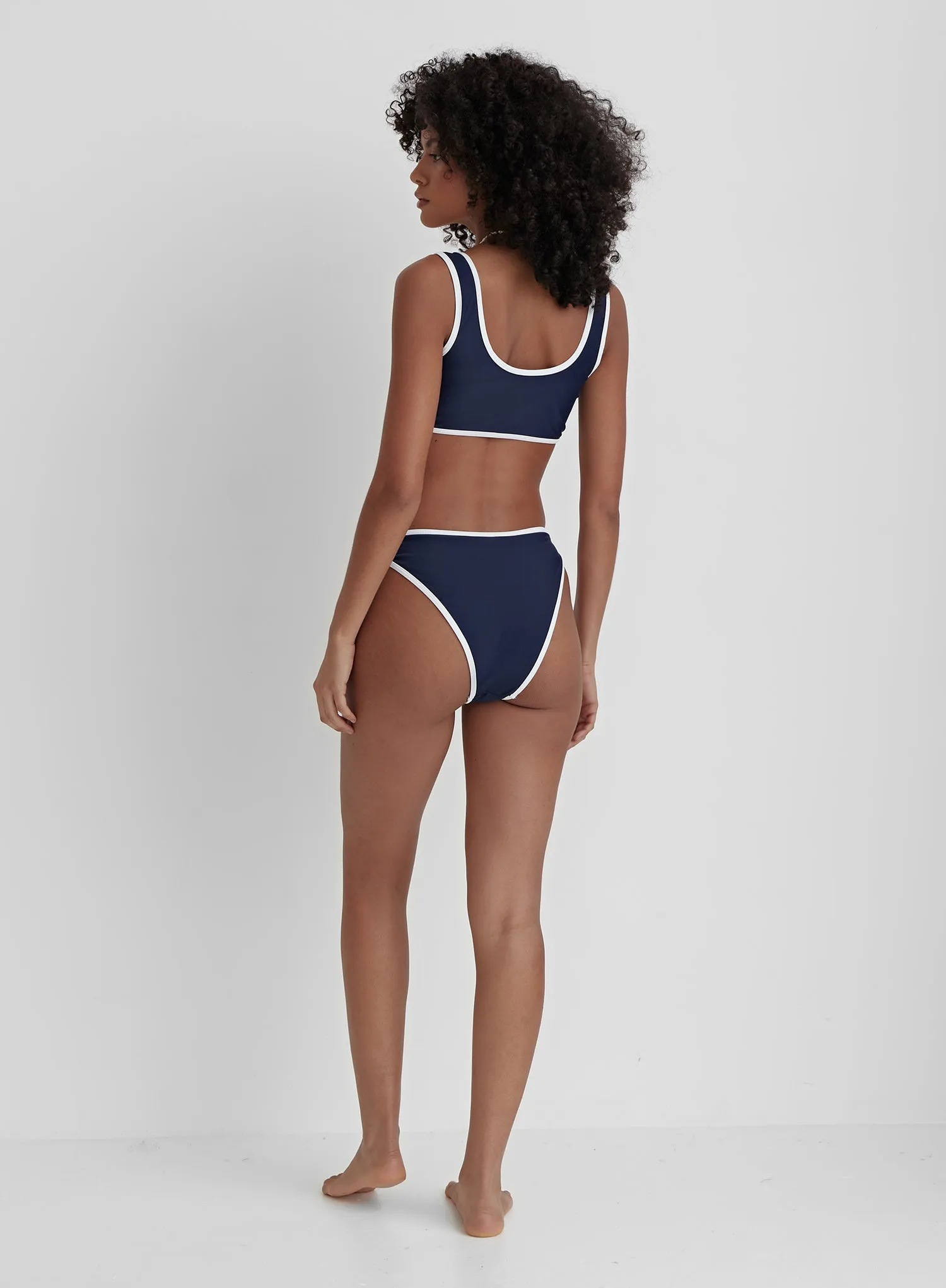 Navy Contrast Trim Bikini Bottom- Florence sold by 4th and Reckless product image thumbnail 5