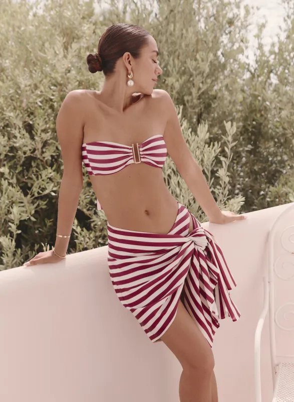 Red And White Stripe Multiway Sarong- Mala sold by 4th and Reckless