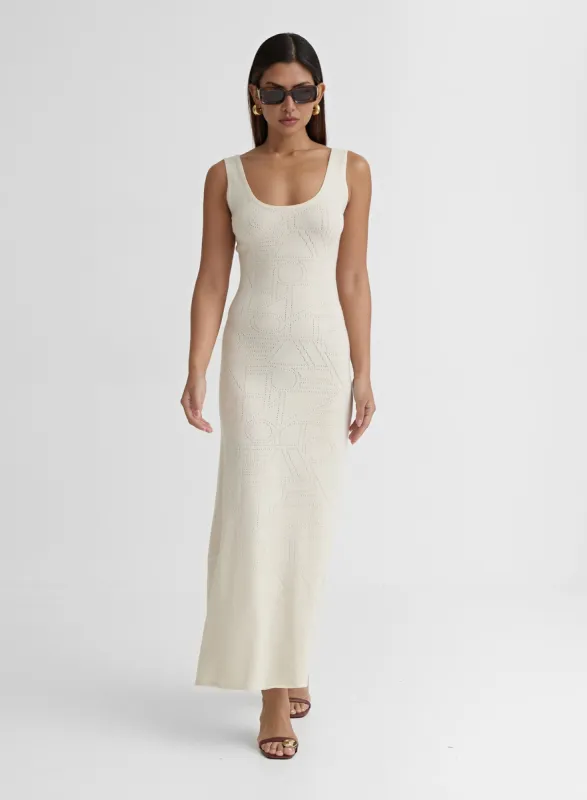 Cream Knit Pointelle Dress- Tallula sold by 4th and Reckless