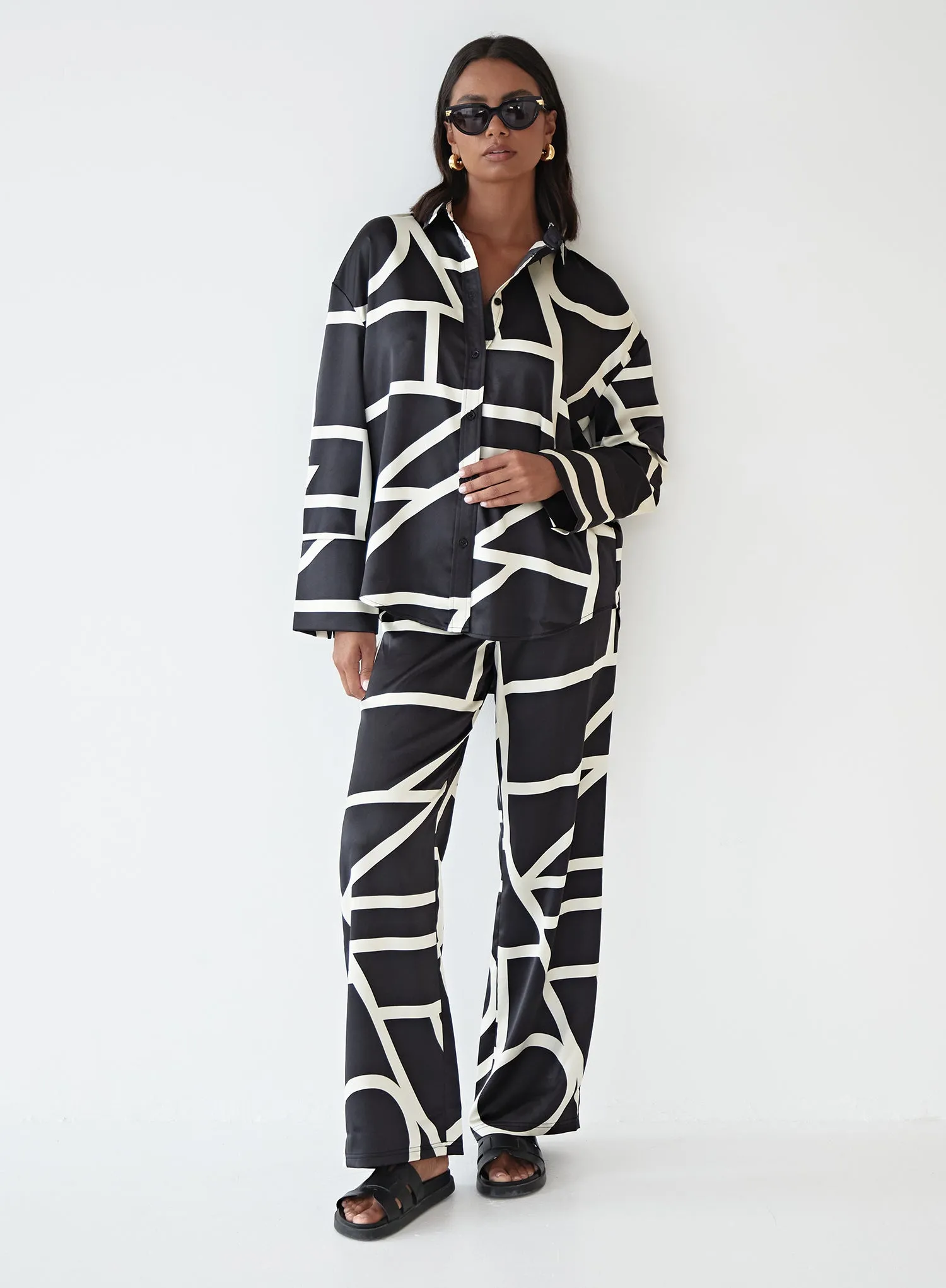 Multi Contrast Print Satin Shirt – Kora sold by 4th and Reckless