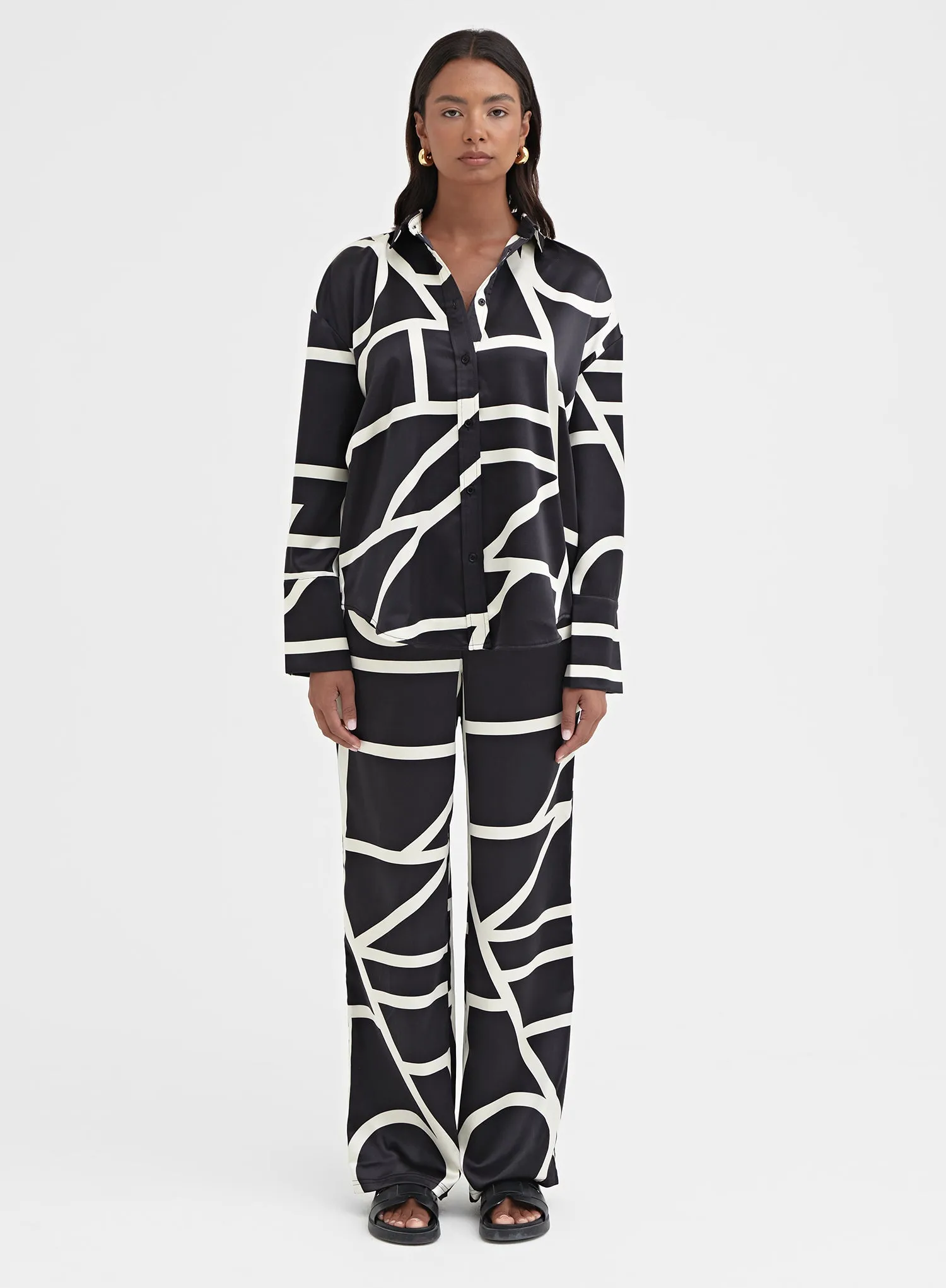 Multi Contrast Print Satin Shirt – Kora sold by 4th and Reckless product image thumbnail 5