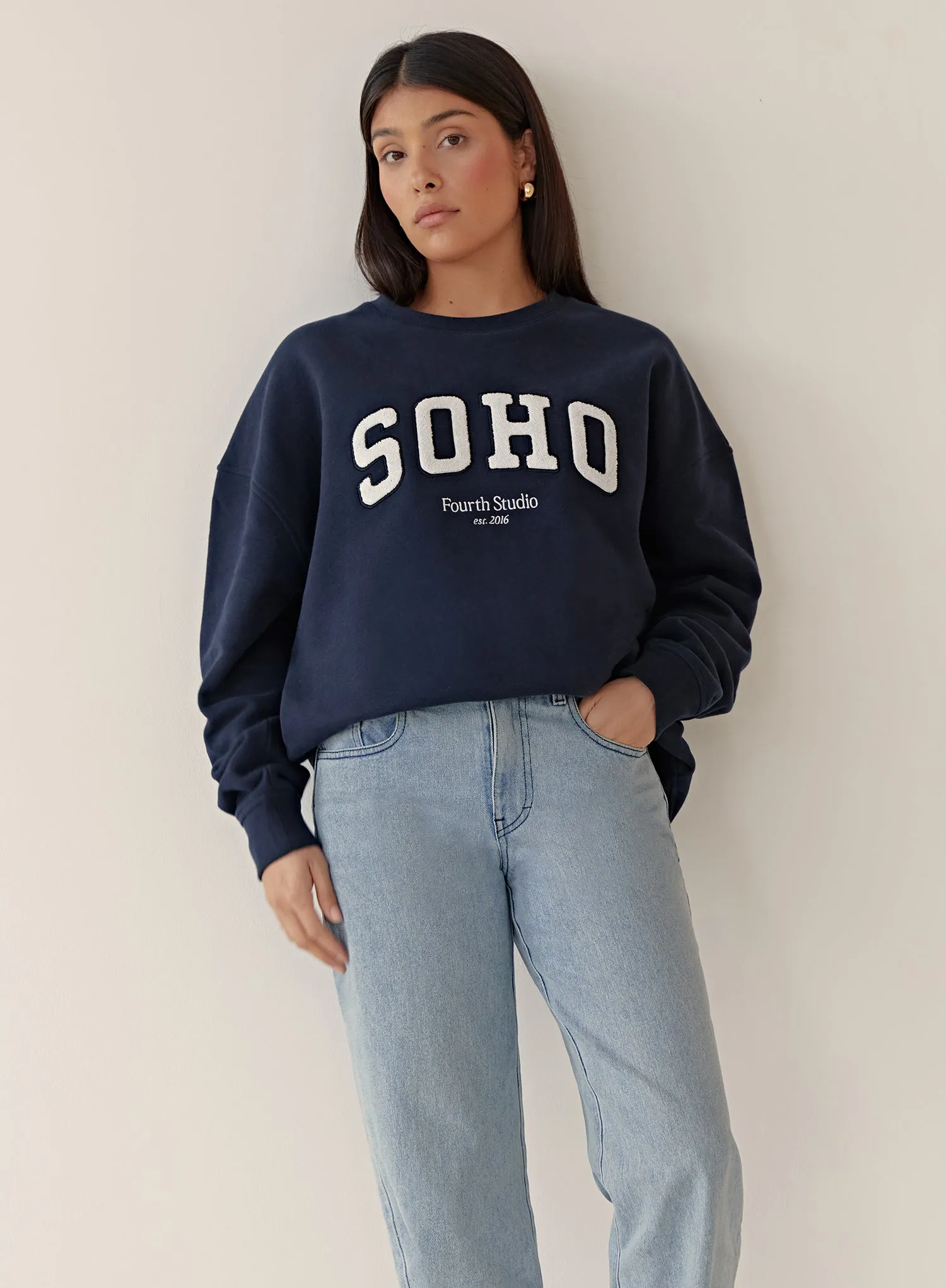 Navy Boucle Logo Sustainable Sweatshirt – Soho sold by 4th and Reckless product image thumbnail 5