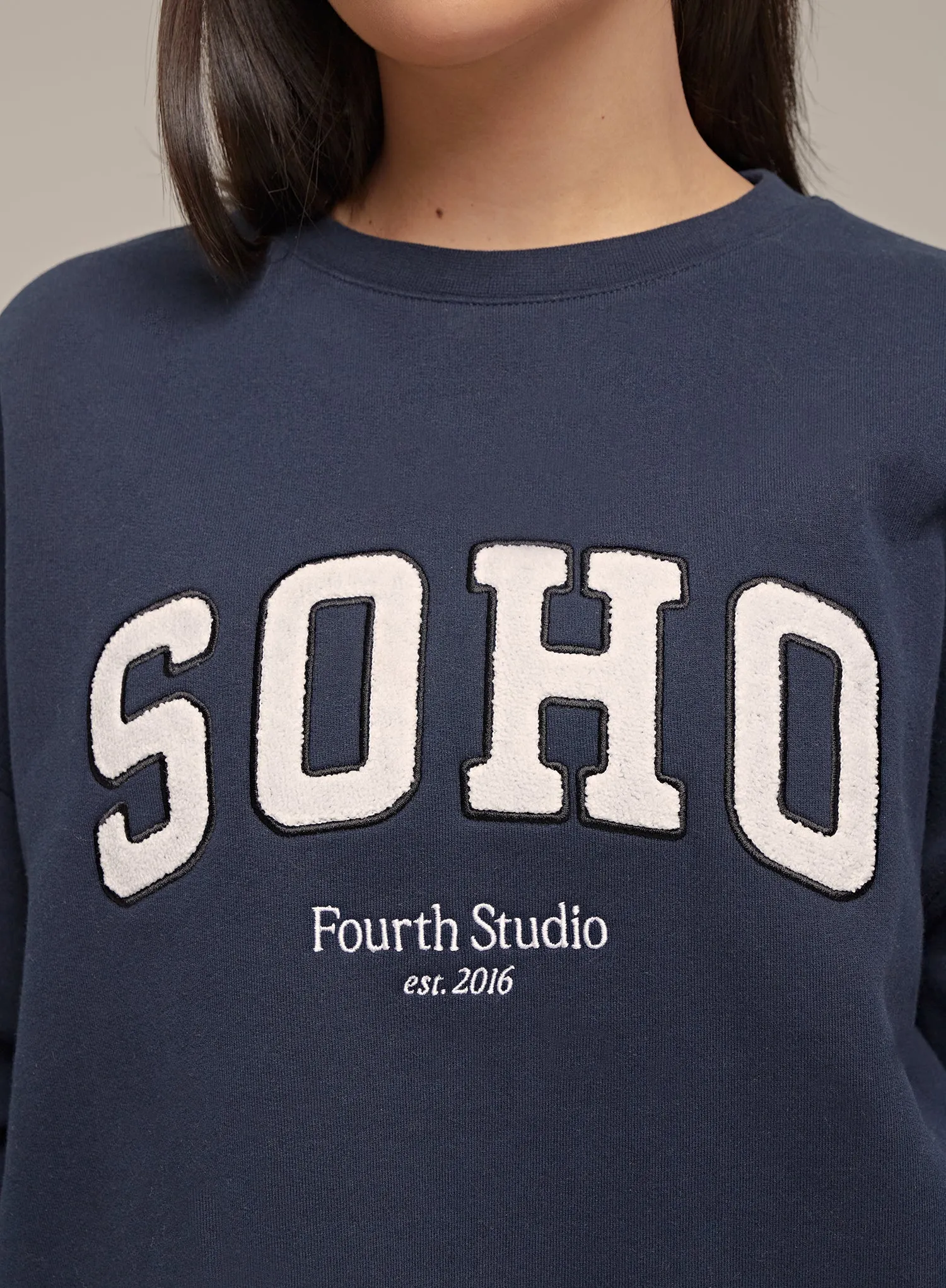 Navy Boucle Logo Sustainable Sweatshirt – Soho sold by 4th and Reckless product image thumbnail 4