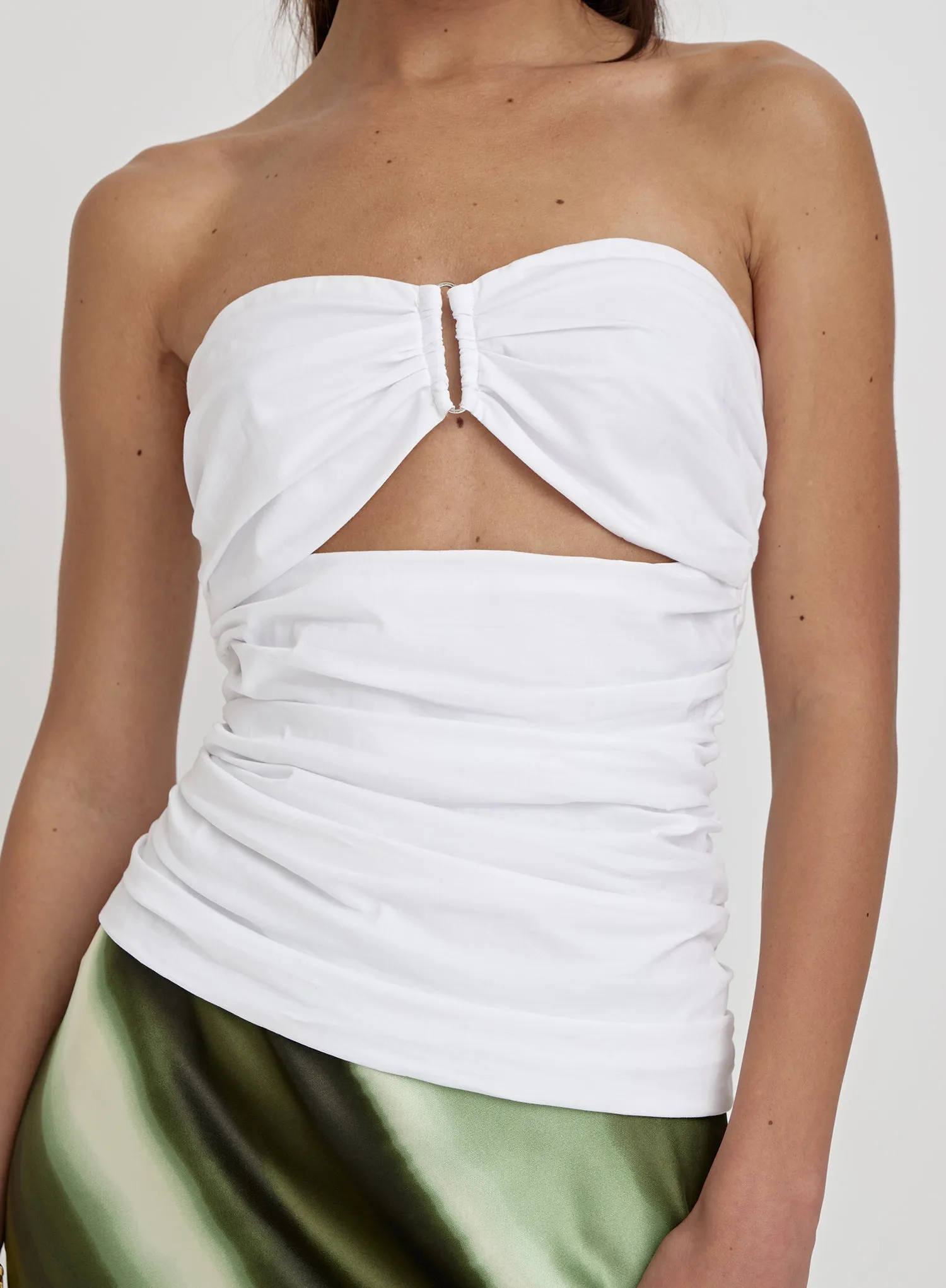 White Bandeau Cut Out Detail Top- Indi sold by 4th and Reckless product image thumbnail 3