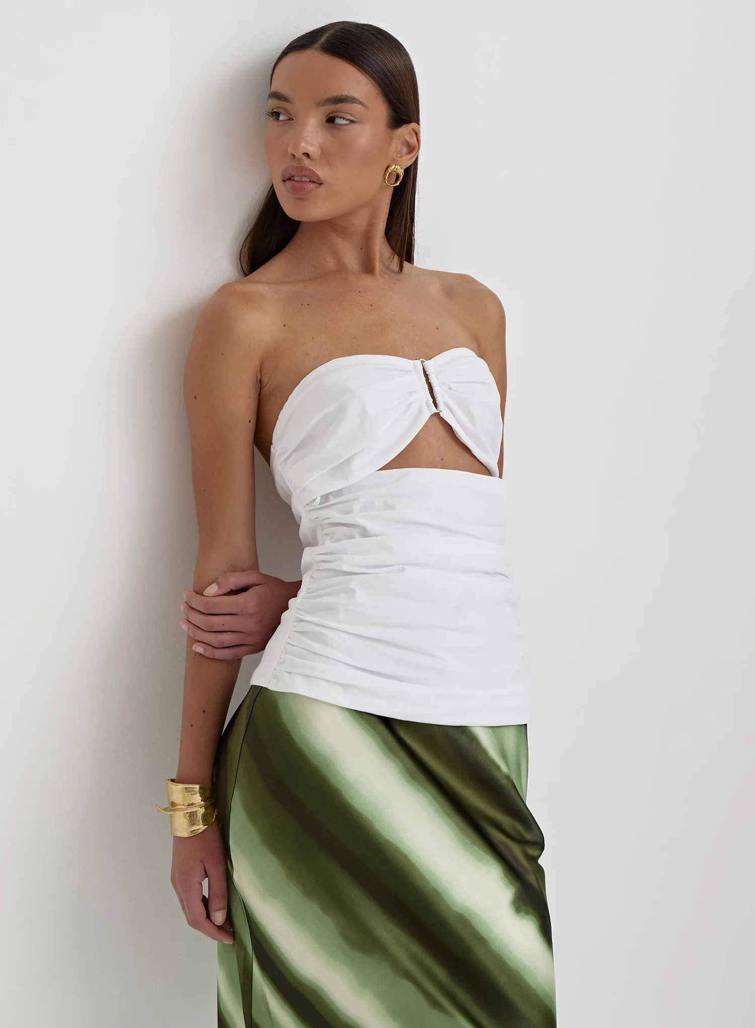 White Bandeau Cut Out Detail Top- Indi sold by 4th and Reckless